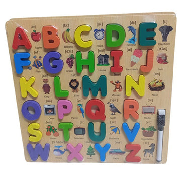 Wooden Puzzle Board With Magnetic Letters And Pen