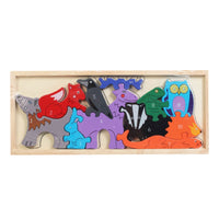 Wooden Puzzle Game With Wooden Illustrations And Farm Animal Design