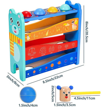 Baby Wooden Hammer Bench Toy With 4 Balls And A Hammer