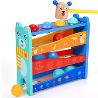 Baby Wooden Hammer Bench Toy With 4 Balls And A Hammer