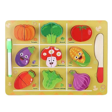 Wooden Puzzle Food Cutting Toy With Marker