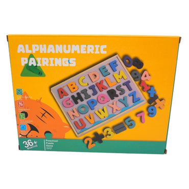 Alphabet And Number Educational Puzzle With Calculation Signs