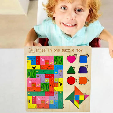 Wooden Puzzles Color Letter And Mathematical Calculation 3 In 1