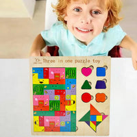 Wooden Puzzles Color Letter And Mathematical Calculation 3 In 1