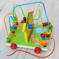 Wooden Beads Pull Labyrinth Stringing String Toy Car