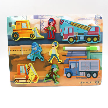 Wooden Puzzle Board With Writing Board And Marker