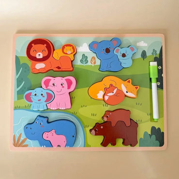 Puzzle Board 2 In 1 Wooden Educational With Marker