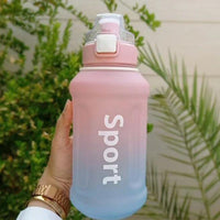 (Net) Water Bottle, BPA Free, Sport Gym Travel With Hanger With Time Marker, Leakproof - 800ml