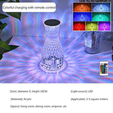 (NET) Vase Shape Atmosphere Crystal Lamp Diamond Table Lamp Home Decorations LED Lights / 75648