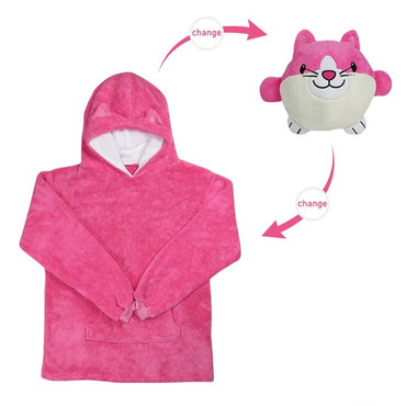(NET) Kids Hoodie Blanket Sweatshirt Oversize Plush Soft Warm Coat Cute Pillow