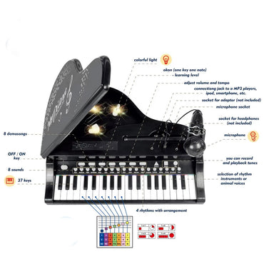 (Net) Electronic Piano Keyboard with Microphone and Phone Connection