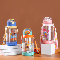 (Net) Space Water Bottle,  With Hanger, Straw and The Lid includes a Lock