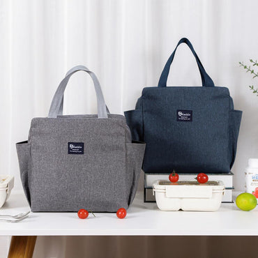 Portable Insulated Lunch Bag with Dual Side Pockets Thermal Lunch Tote Bag for Women Men Adults for Work Picnic School Office