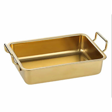 (NET) Food Serving Tray with Handle Plate 16x16x5 CM