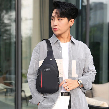 Men Single Shoulder Crossbody color black