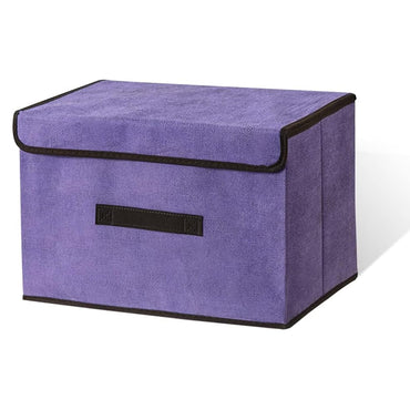 (NET) Cotton Linen Large Storage Box With Cap Clothes Socks Toys Organizer / 802122 / KC22-242-1 / KC22-242-2