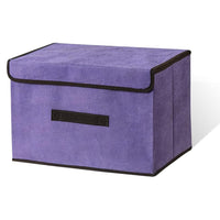 (NET) Cotton Linen Large Storage Box With Cap Clothes Socks Toys Organizer / 802122 / KC22-242-1 / KC22-242-2