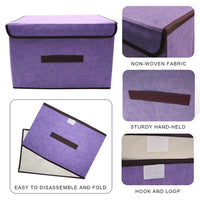 (NET) Cotton Linen Large Storage Box With Cap Clothes Socks Toys Organizer / 802122 / KC22-242-1 / KC22-242-2