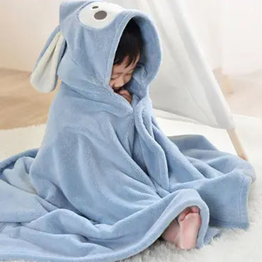 (Net) Hooded Baby Bath Beach Towel - Animal Pattern Microfiber Coral Fleece