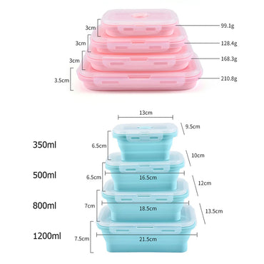 ( NET) Collapsible Silicone Food Storage Containers with Airtight Lids set of 4 pcs