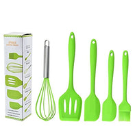 International Premium Silicone Kitchen Utensils Set (5 pcs) in Hygienic Solid Coating Include Silicone Spatula Set, Turner, Brush, Whisk