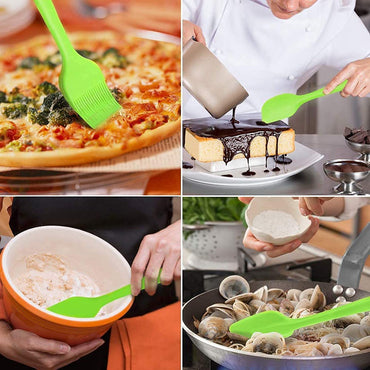 International Premium Silicone Kitchen Utensils Set (5 pcs) in Hygienic Solid Coating Include Silicone Spatula Set, Turner, Brush, Whisk