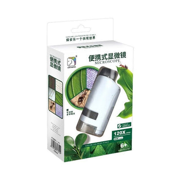 Handheld Microscope Kit Lab LED Light 60X-120X Home School Biological Science Stem Outdoor Toy Kids Gift