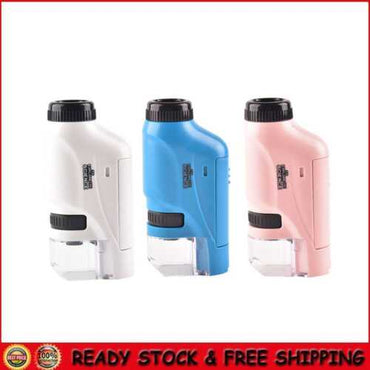 Handheld Microscope Kit Lab LED Light 60X-120X Home School Biological Science Stem Outdoor Toy Kids Gift