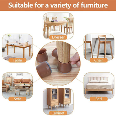 Round Chair Table Leg Cover Brown Set 8 pcs
