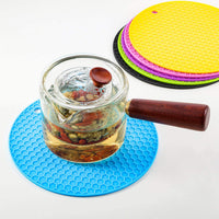 (net) Round Insulation Pad Silicone Placemat Heat Resistant Foldable Anti Slip Silicone Hot Mat
