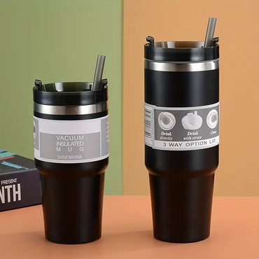 (NET) Stainless Steel Double Vacuum Coffee Tumbler Cup 30oz(900ml))