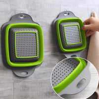 Kitchen Collapsible Colander Fruit Vegetable Washing Drain Folding Strainer Basket 21 x 29 x 9 cm