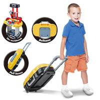 (Net) 3 In 1 Small Engineer Build Beam Workshop Playset With Travel Luggage Trolley For Kids