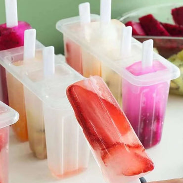 Plastic Popsicle Mold and Ice Cream Mold Multi Grid Clear White