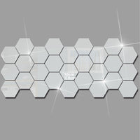 (NET) Hexagon Mirror Wall Sticker Art Wall Decor Living Room Mirrored Decorative Sticker 12 Pcs