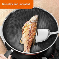 (NET) Stainless Steel Wok Pan 32x32x9CM