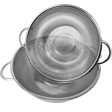 Stainless Steel Micro-Perforated Dishwasher Safe Compact Colander Food Strainer with Solid Handles