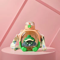 Portable Kids Student Kindergarten School Cute Cartoon Bear Plastic Water Bottle With Straw