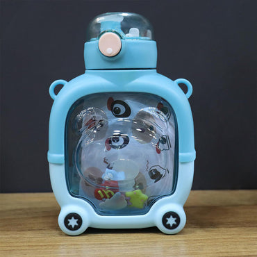 Bear Shape Leak-proof Push Lock Water Bottle With In-built Straw And Strap 1000 ML