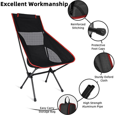 (net)Outdoor Portable Camping Chair Ultralight Compact Oxford Cloth Folding Lawn Chair Backpacking Seat With Small Pocket Carrying Bag