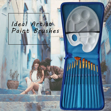 12 Piece Watercolor Acrylic Paint Brush Set with Paint Palette and Bag / 200130 / TZ-0013