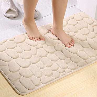 Tan Rugs for Bathroom Floor Non Slip Bath Mat Thick Soft Memory Foam Carpet 40 x 60 cm
