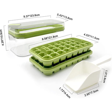 2 Layer Ice Cube Tray with Lid and Bin