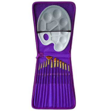 12 Piece Watercolor Acrylic Paint Brush Set with Paint Palette and Bag / 200130 / TZ-0013