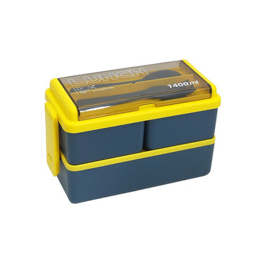 Double Layer Portable Lunch Box With Fork and Spoon Microwave Bento Boxes Dinnerware Set Food Storage Container