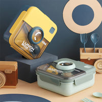 Bento Lunch Box for Kids and Adults 2 Compartments Lunch Square Container 1000ml