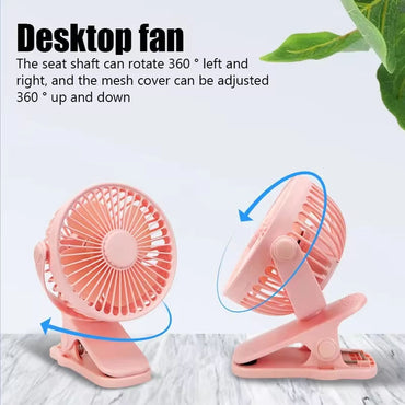 Portable Mini Hand Clip Fan USB Charging Quiet Desktop Electric