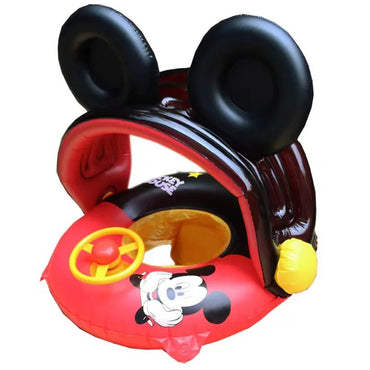 (NET) Cartoon cute baby swimming ring with parasol float inflatable swimming pool