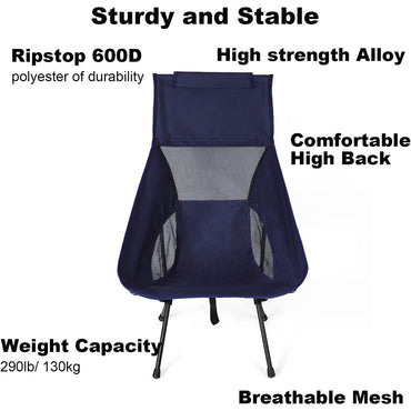 (net)Outdoor Portable Camping Chair Ultralight Compact Oxford Cloth Folding Lawn Chair Backpacking Seat With Small Pocket Carrying Bag