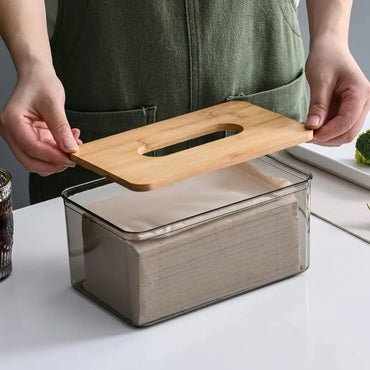 Japanese Style Wooden Lid Napkin Tissue Box - Elevate Your Home Decor with Elegance